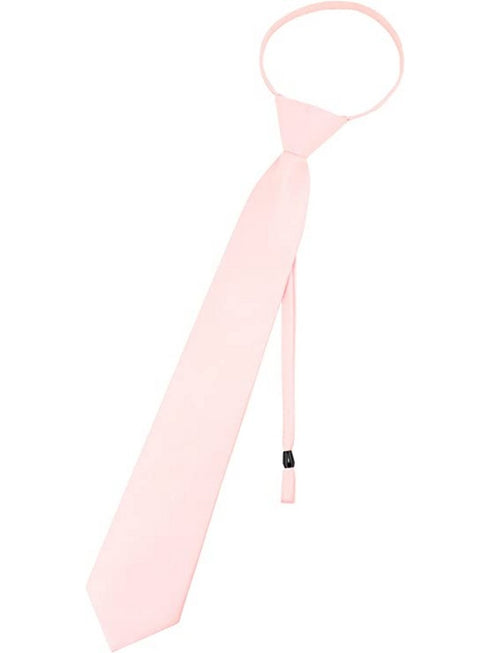 Boys Multi Color Pre Tied Junior Solid Adjustable Zipper Neck Tie - SophiasStyle.com